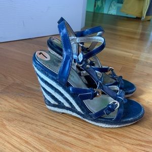 Tommy Hilfiger Dark Blue and Tan Wedges